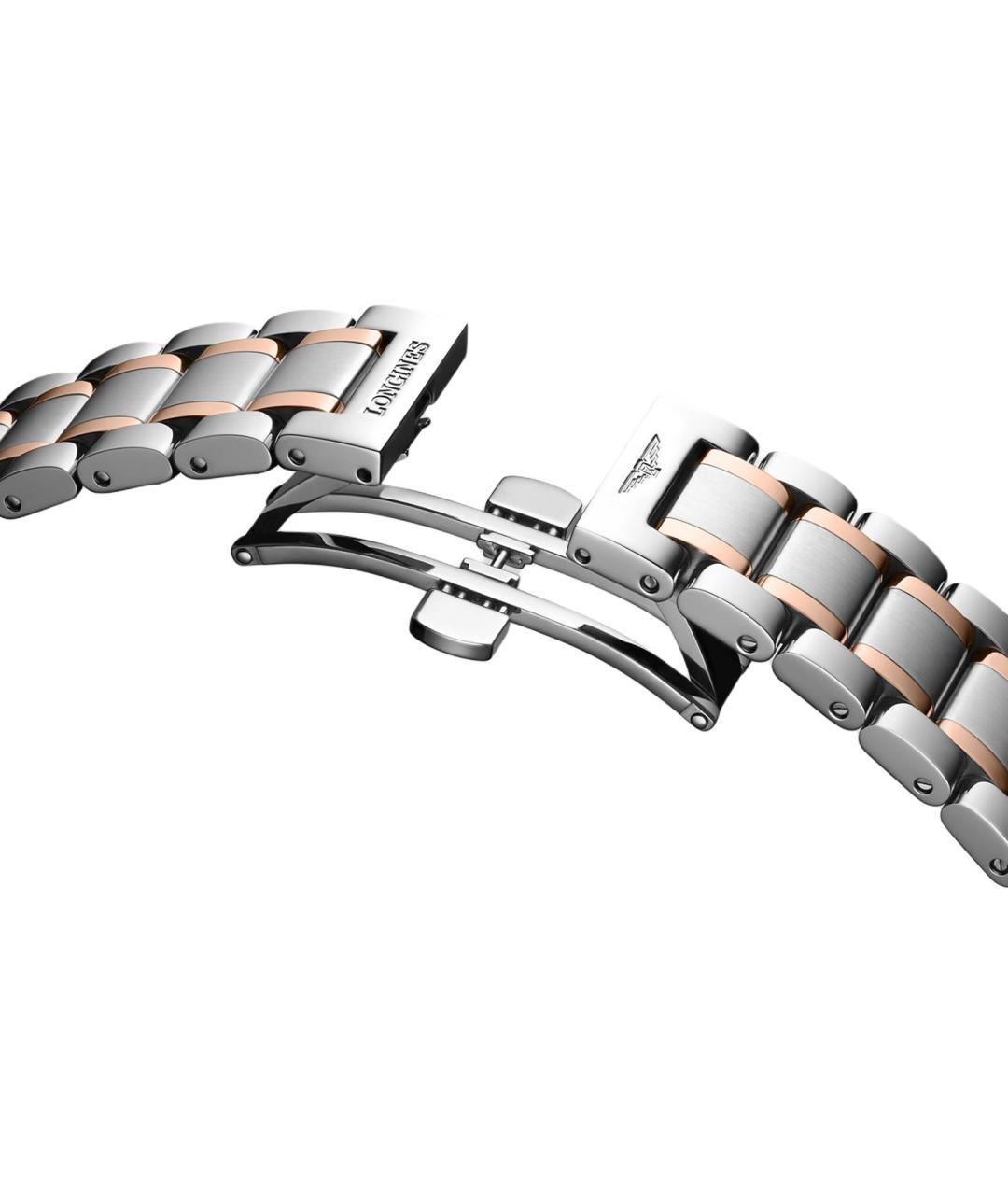 LONGINES Серые часы из золота и стали, фото 5