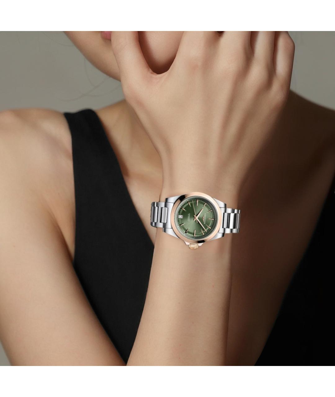 LONGINES Зеленые часы из розового золота, фото 4