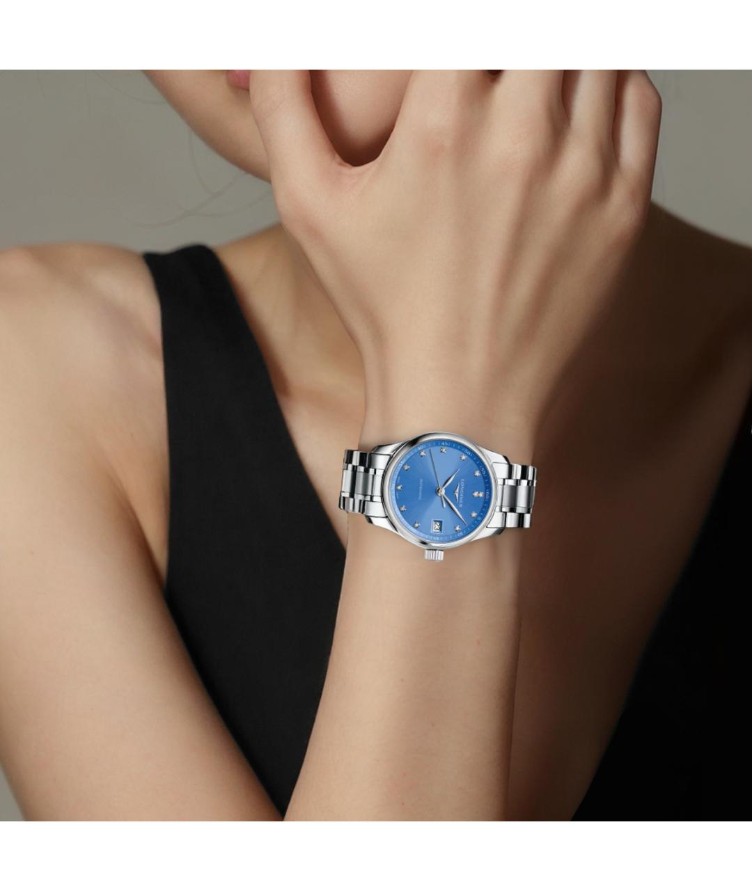 LONGINES Синие стальные часы, фото 5