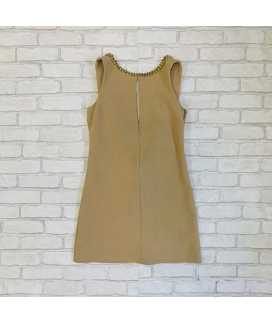 ELISABETTA FRANCHI Бежевое вискозное коктейльное платье, фото 8