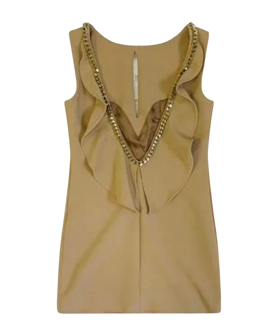 ELISABETTA FRANCHI Бежевое вискозное коктейльное платье, фото 1