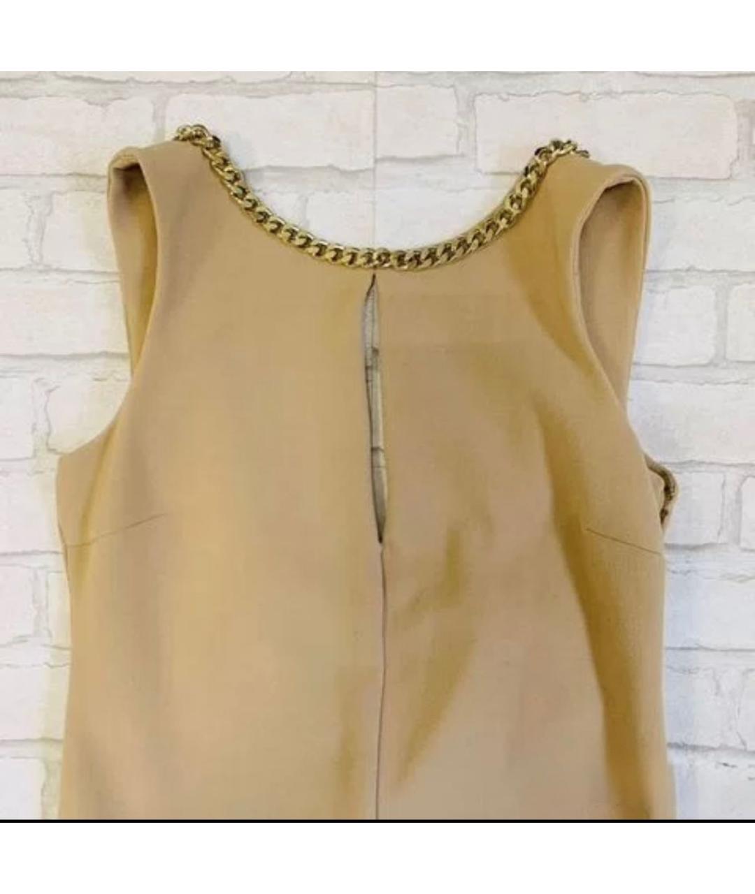 ELISABETTA FRANCHI Бежевое вискозное коктейльное платье, фото 5