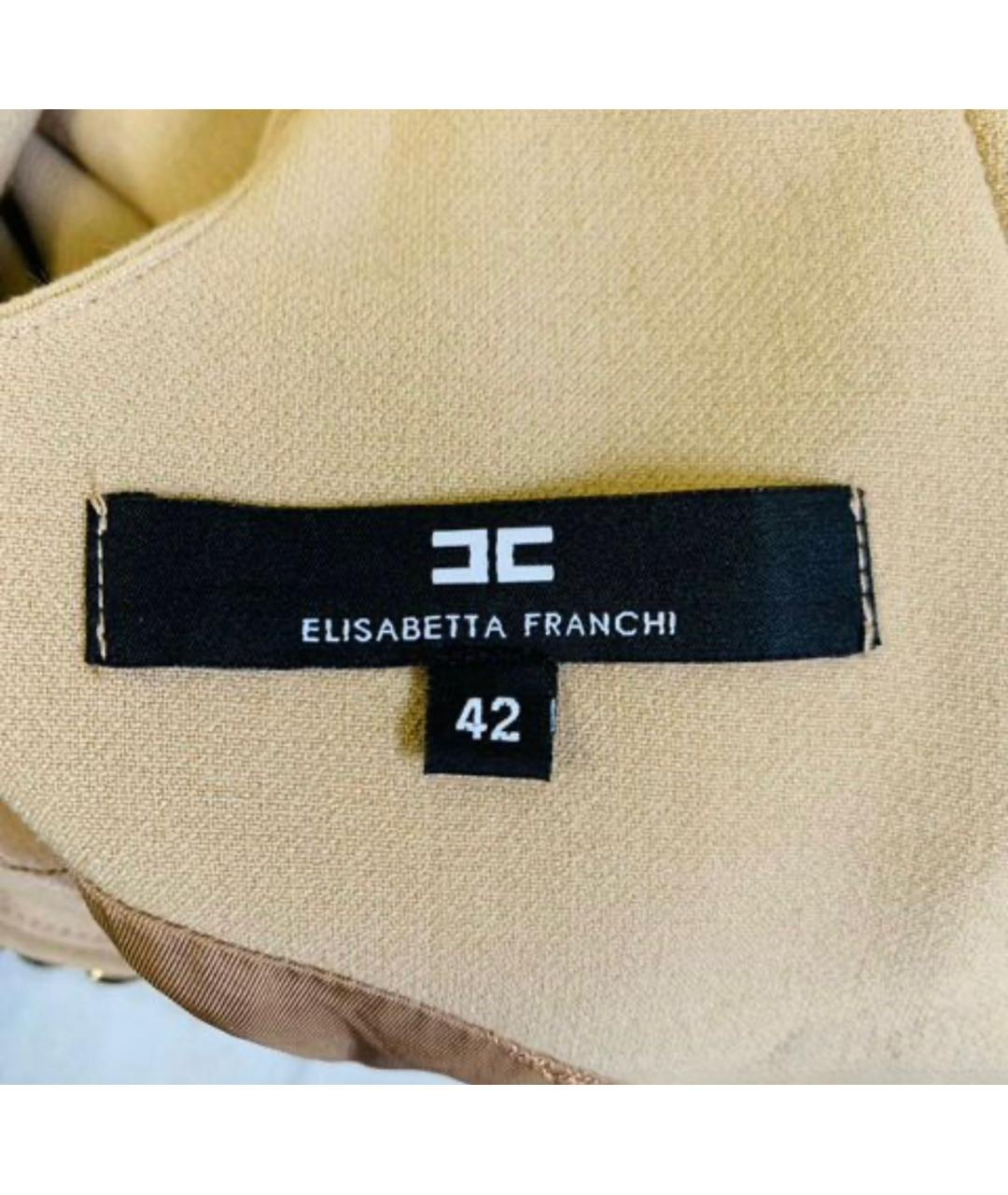 ELISABETTA FRANCHI Бежевое вискозное коктейльное платье, фото 3