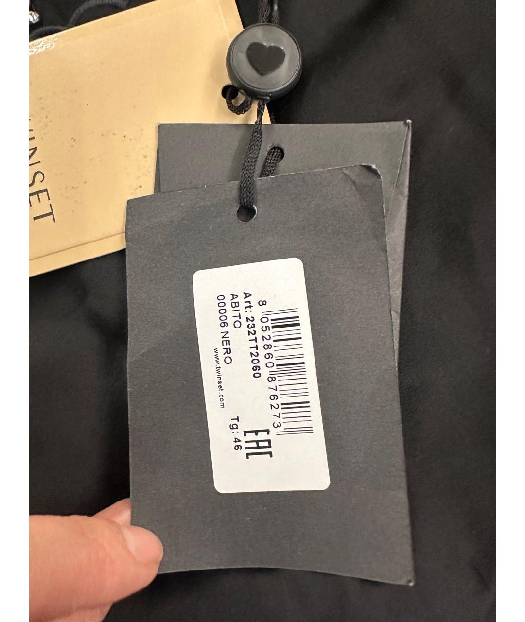 TWIN-SET Черное вискозное вечернее платье, фото 5