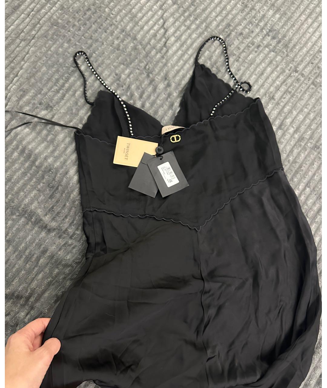 TWIN-SET Черное вискозное вечернее платье, фото 3