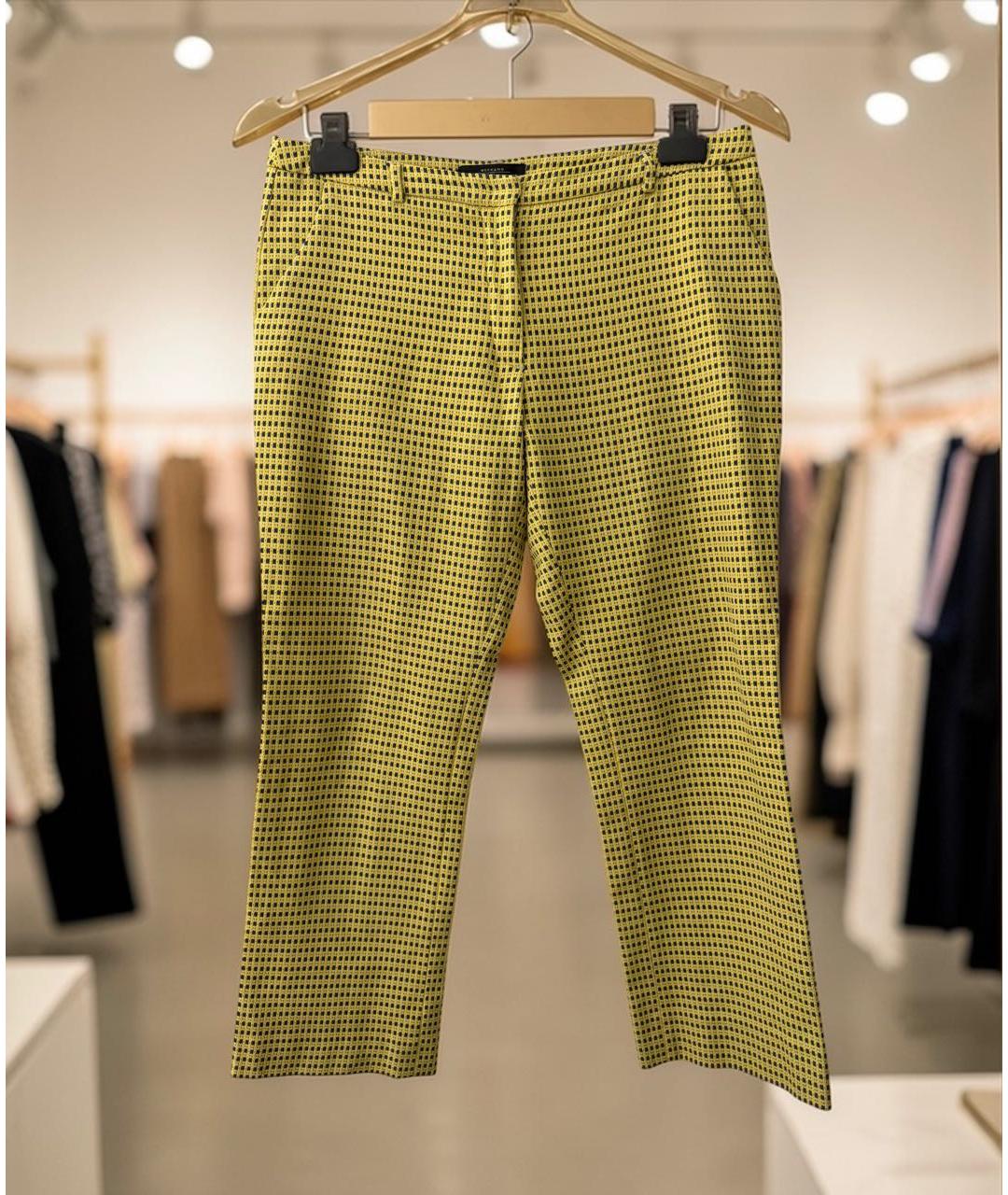 WEEKEND MAX MARA Желтые хлопко-эластановые прямые брюки, фото 8