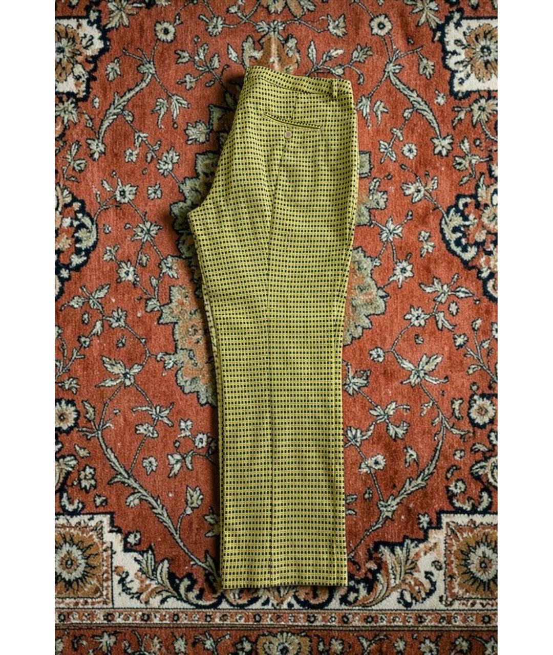 WEEKEND MAX MARA Желтые хлопко-эластановые прямые брюки, фото 6