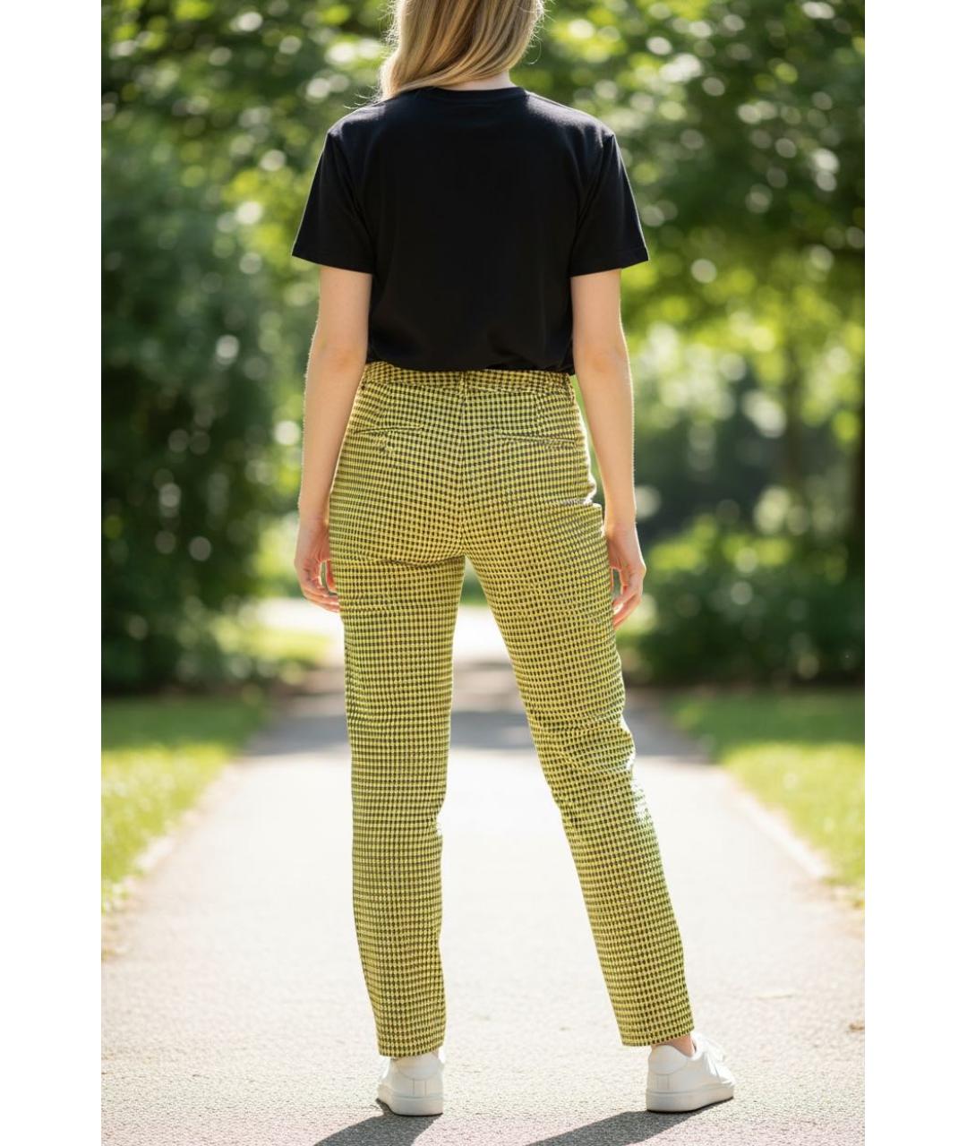 WEEKEND MAX MARA Желтые хлопко-эластановые прямые брюки, фото 2