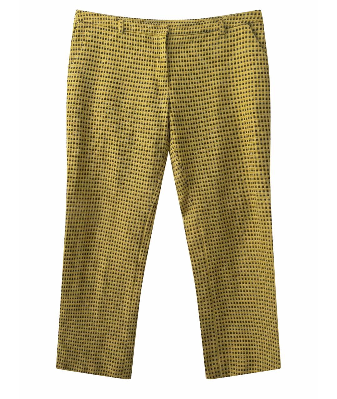 WEEKEND MAX MARA Желтые хлопко-эластановые прямые брюки, фото 1
