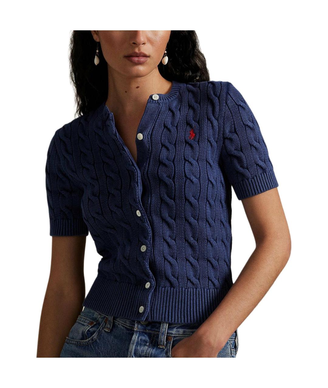 POLO RALPH LAUREN Синий хлопковый кардиган, фото 3