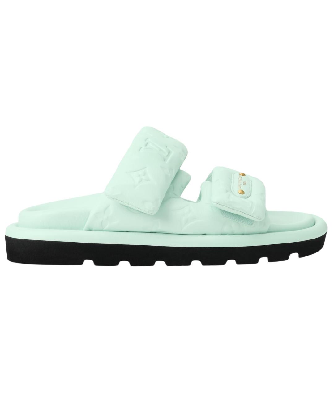 LOUIS VUITTON Зеленые шлепанцы, фото 1