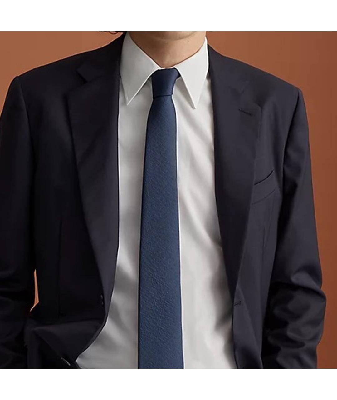 HERMES Синий шелковый галстук, фото 2