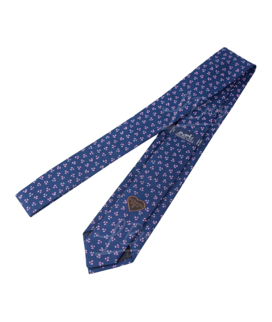 HERMES Синий шелковый галстук, фото 2