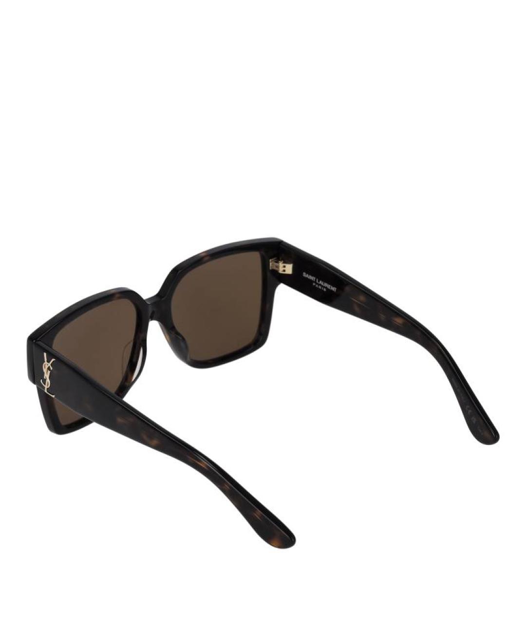 SAINT LAURENT Коричневые пластиковые солнцезащитные очки, фото 3