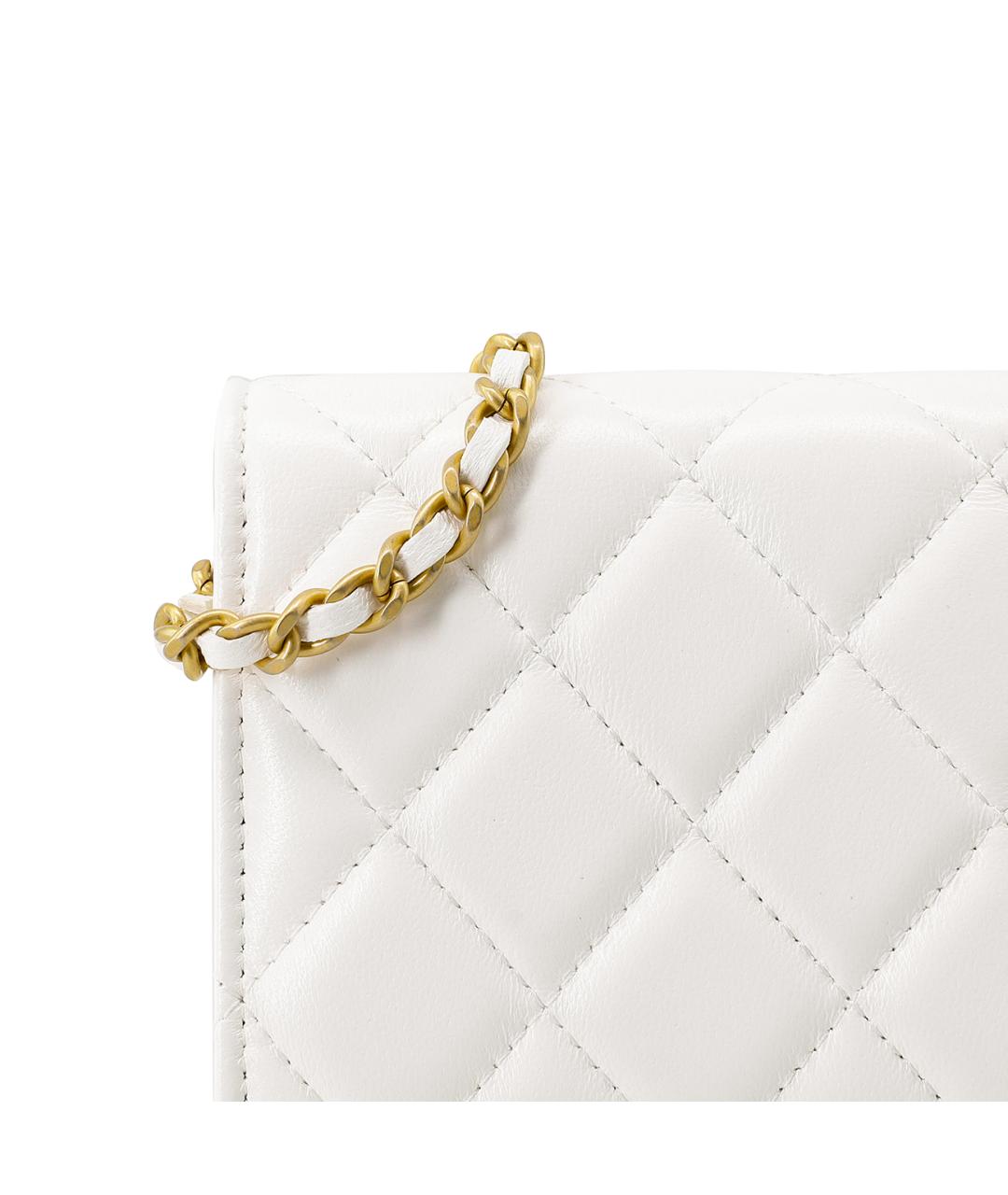 CHANEL Белая кожаная сумка через плечо, фото 5