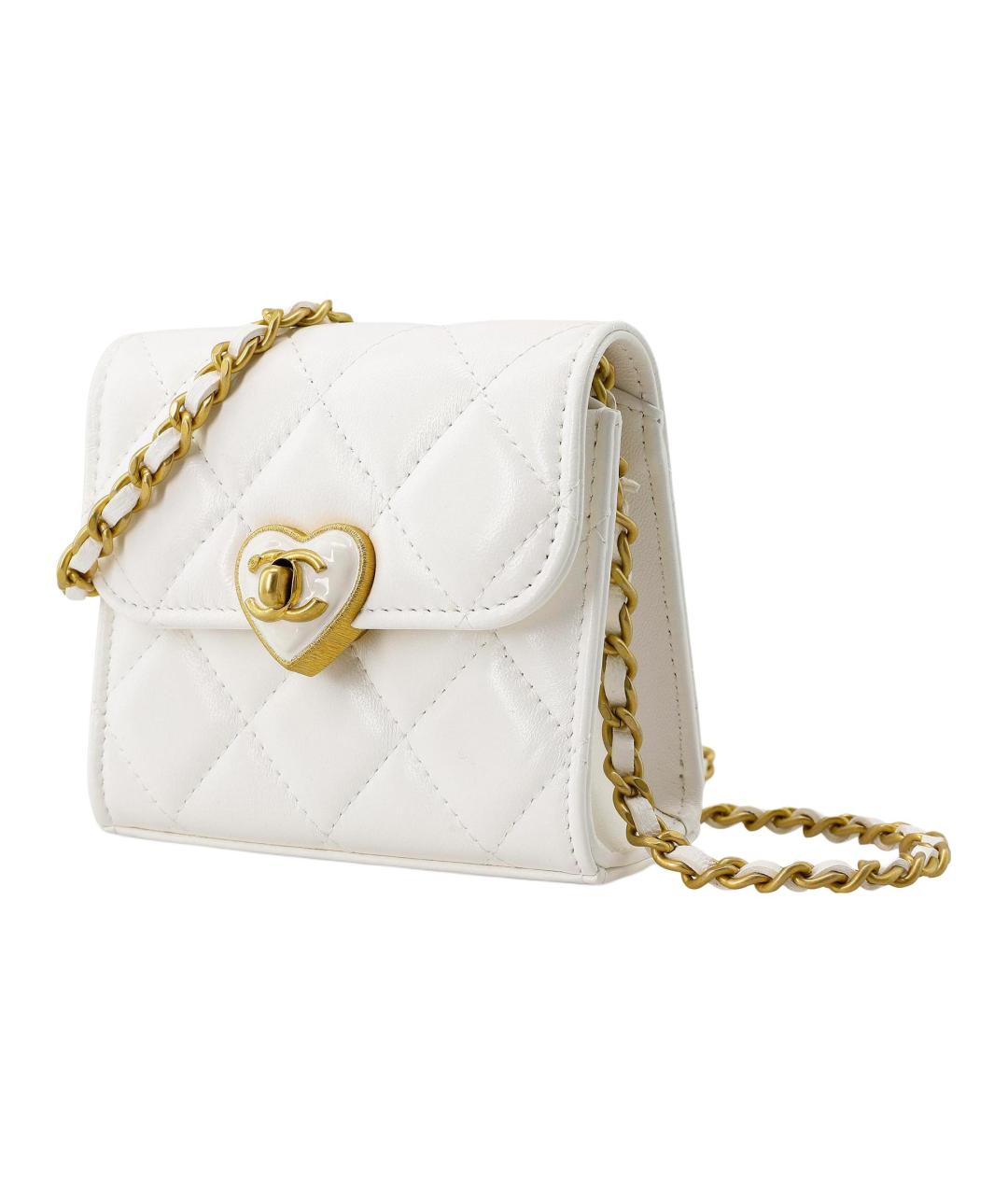 CHANEL Белая кожаная сумка через плечо, фото 2