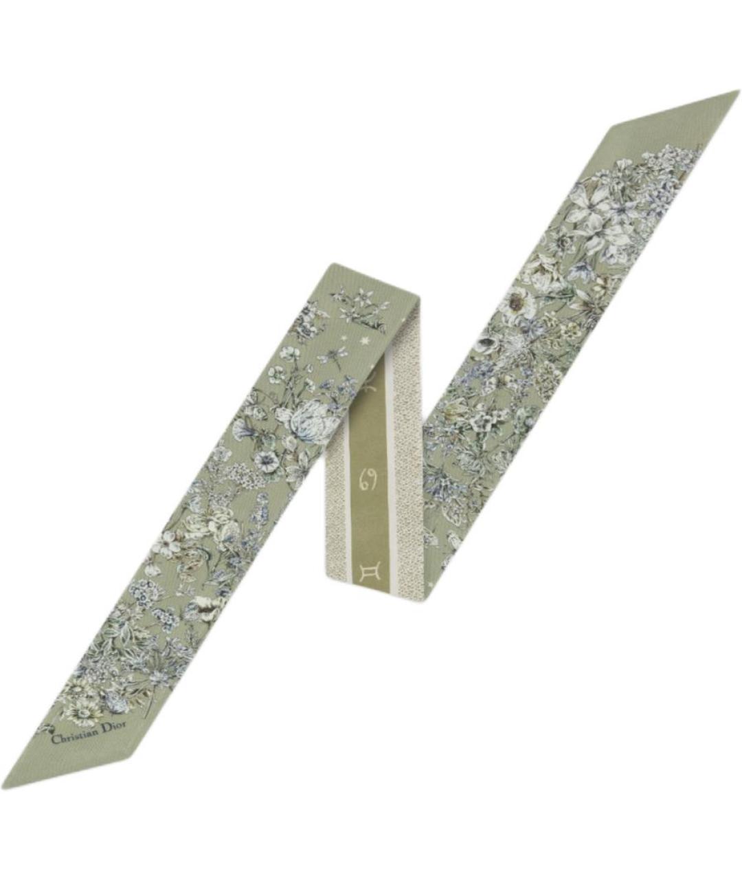 CHRISTIAN DIOR Зеленый шелковый платок, фото 1