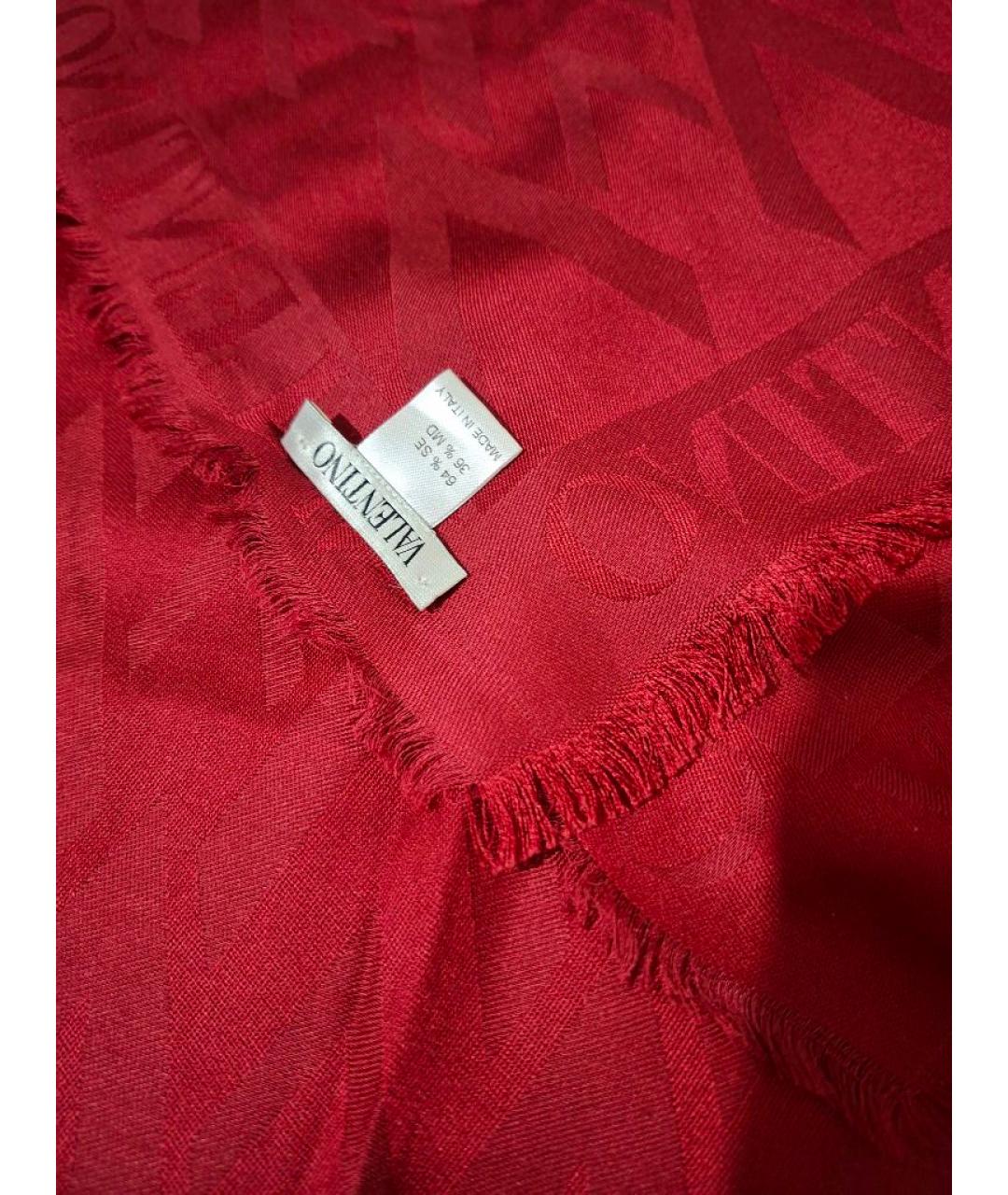VALENTINO Бордовый шелковый шарф, фото 3