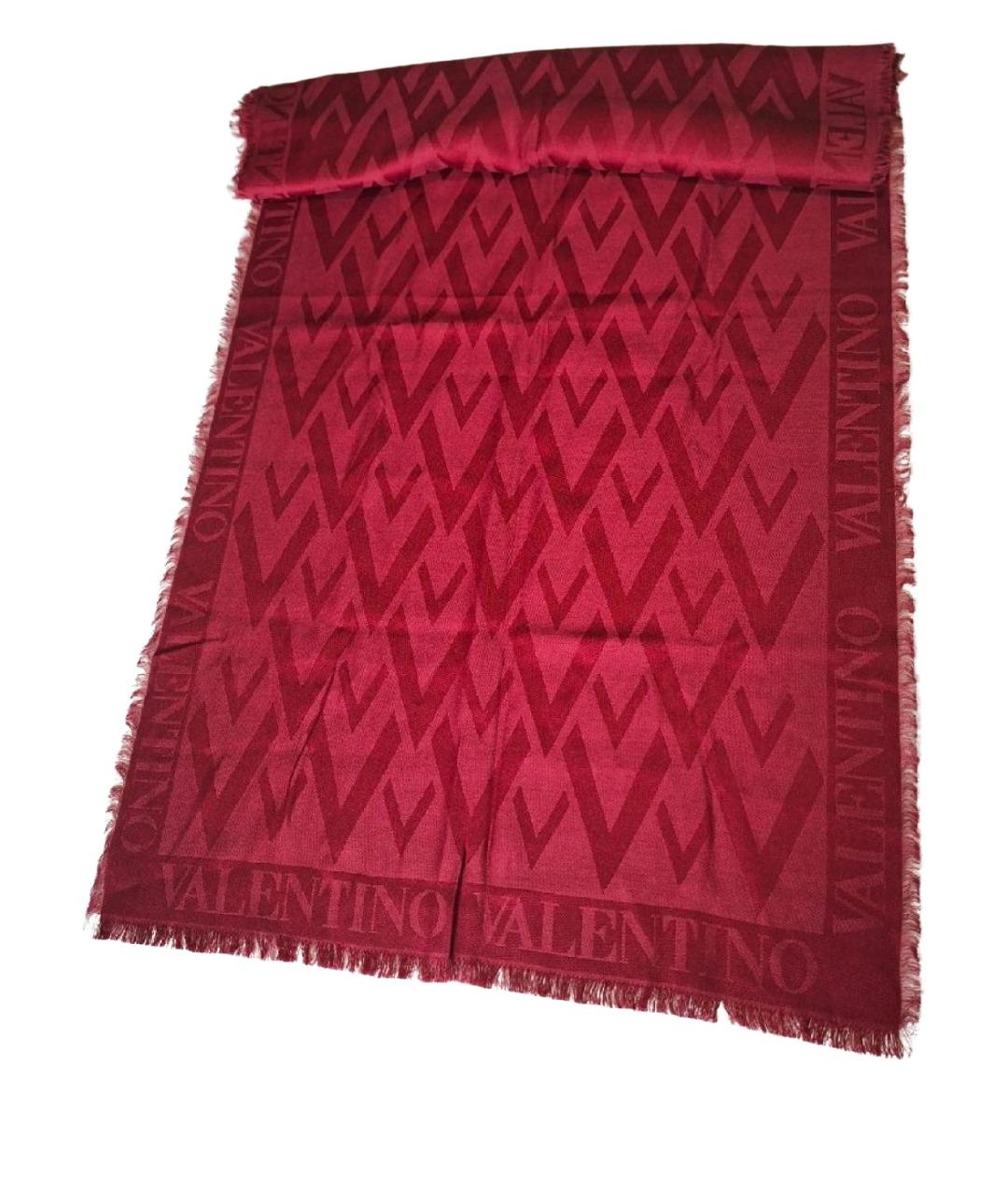VALENTINO Бордовый шелковый шарф, фото 1
