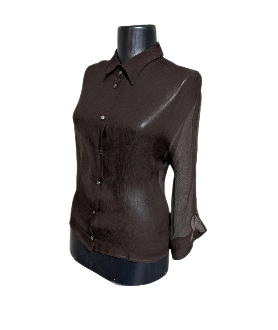 PRADA Коричневая шелковая блузы, фото 6
