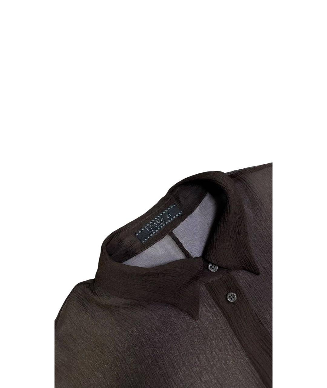 PRADA Коричневая шелковая блузы, фото 3