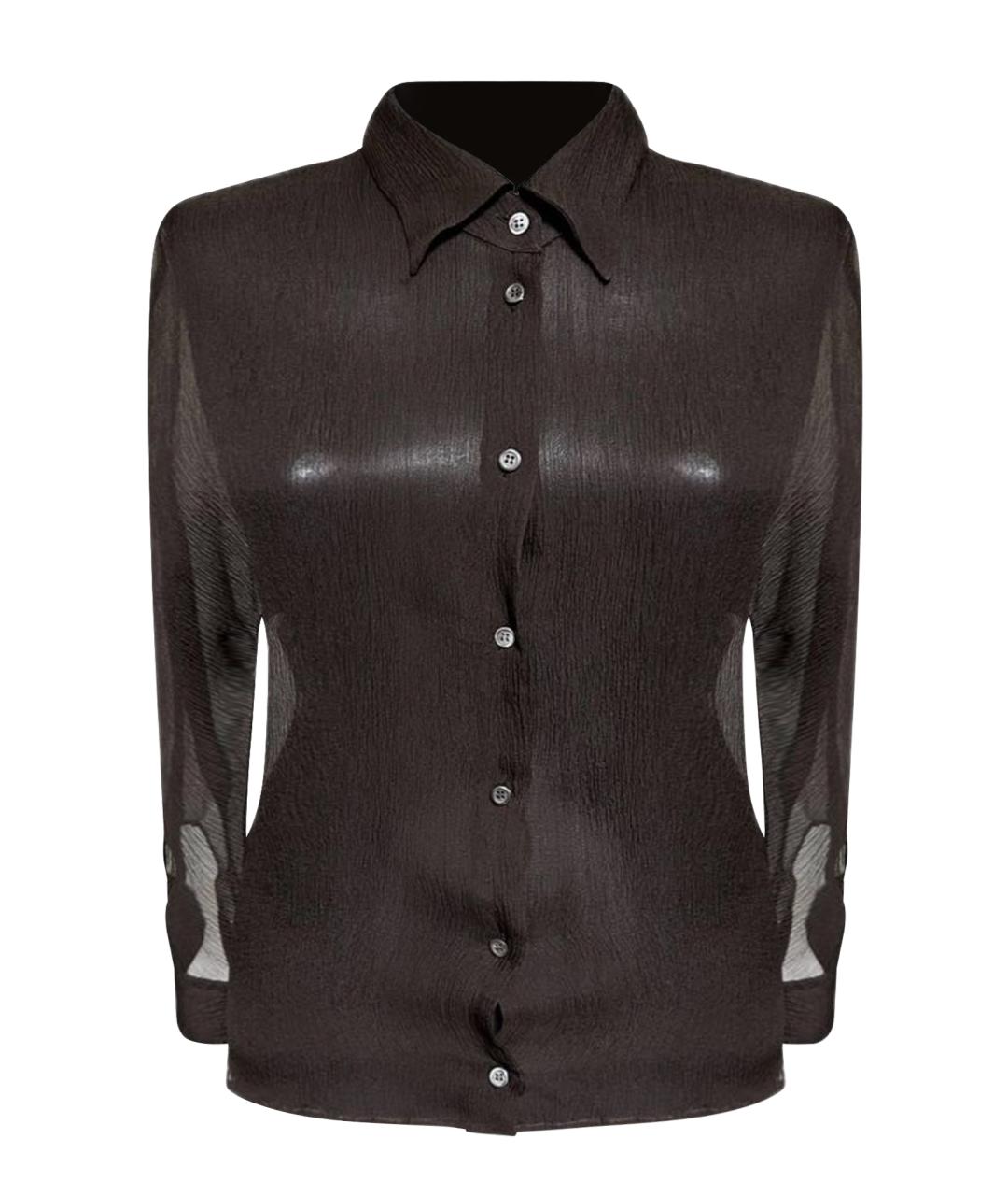 PRADA Коричневая шелковая блузы, фото 8