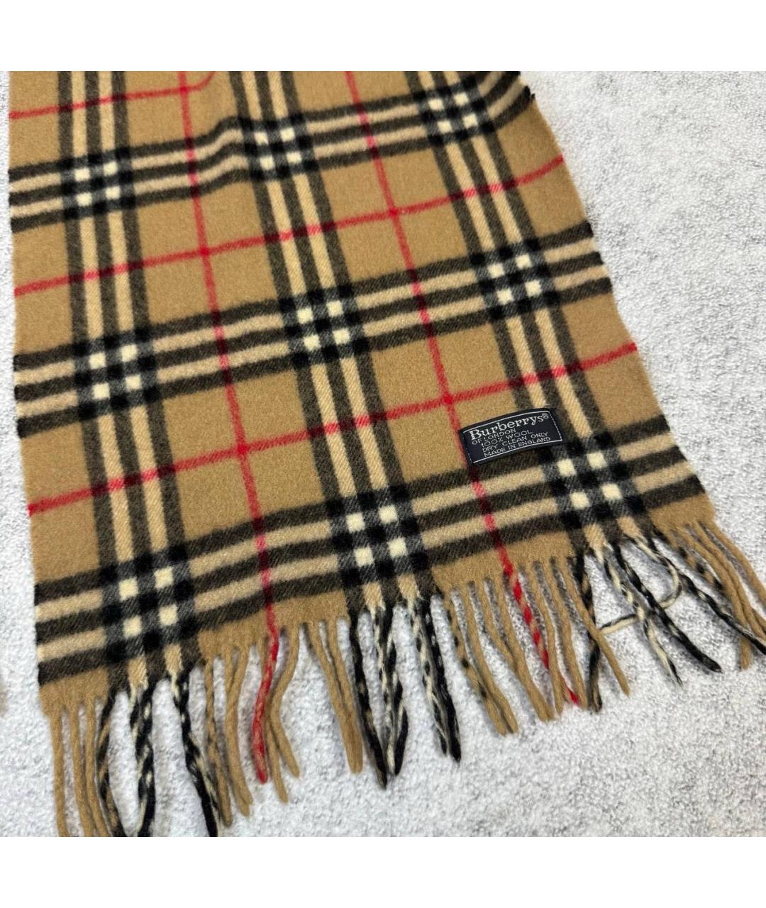 BURBERRY Бежевый шерстяной шарф, фото 3