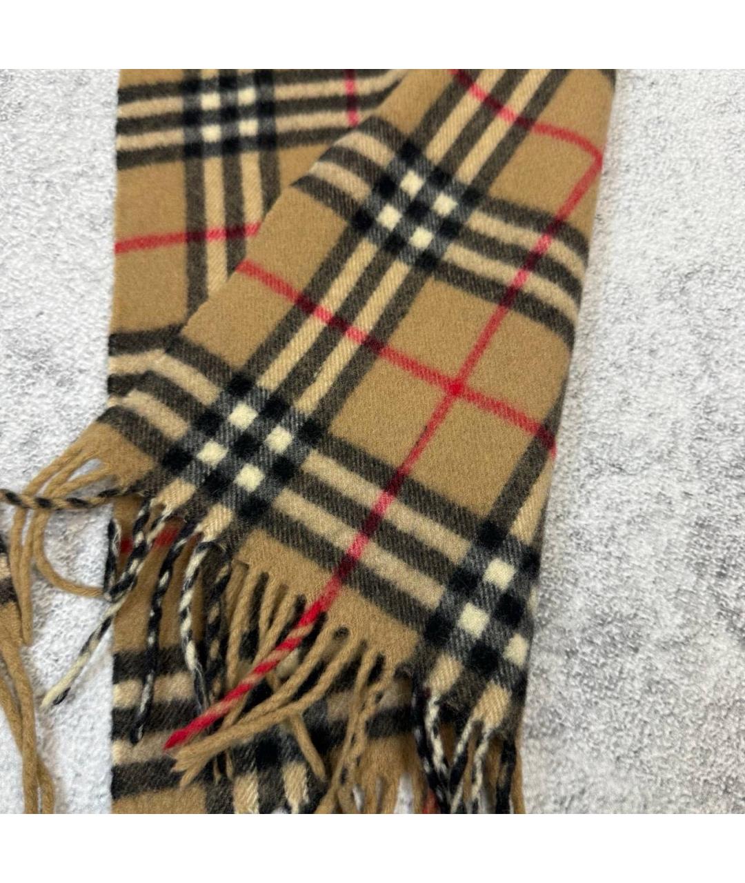 BURBERRY Бежевый шерстяной шарф, фото 5