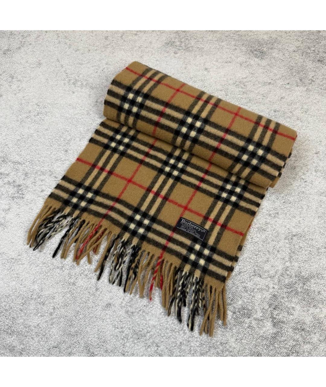 BURBERRY Бежевый шерстяной шарф, фото 4