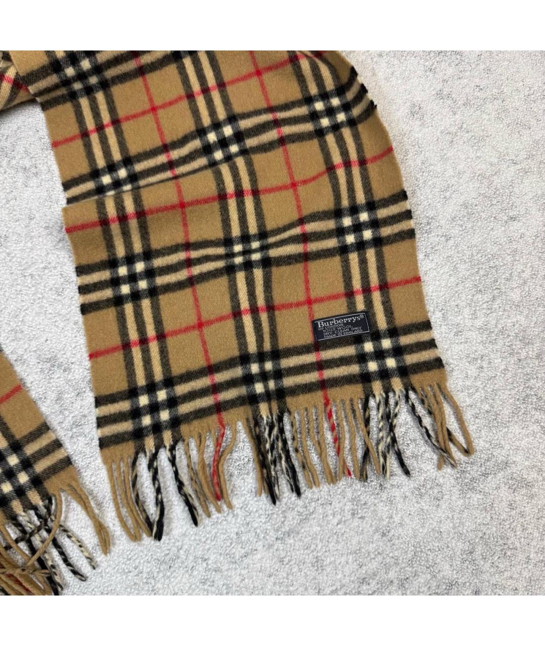 BURBERRY Бежевый шерстяной шарф, фото 2