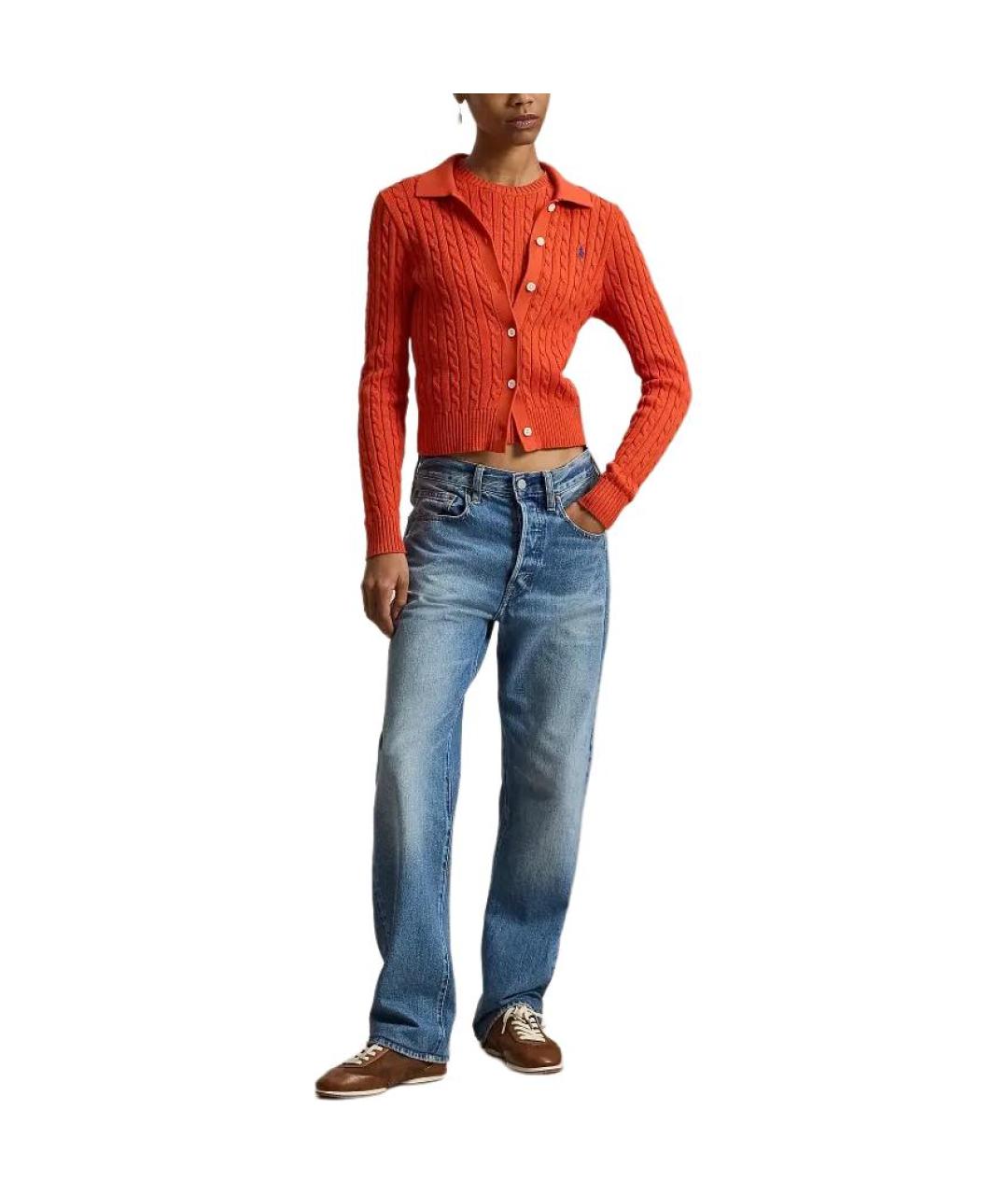 POLO RALPH LAUREN Оранжевый хлопковый кардиган, фото 4