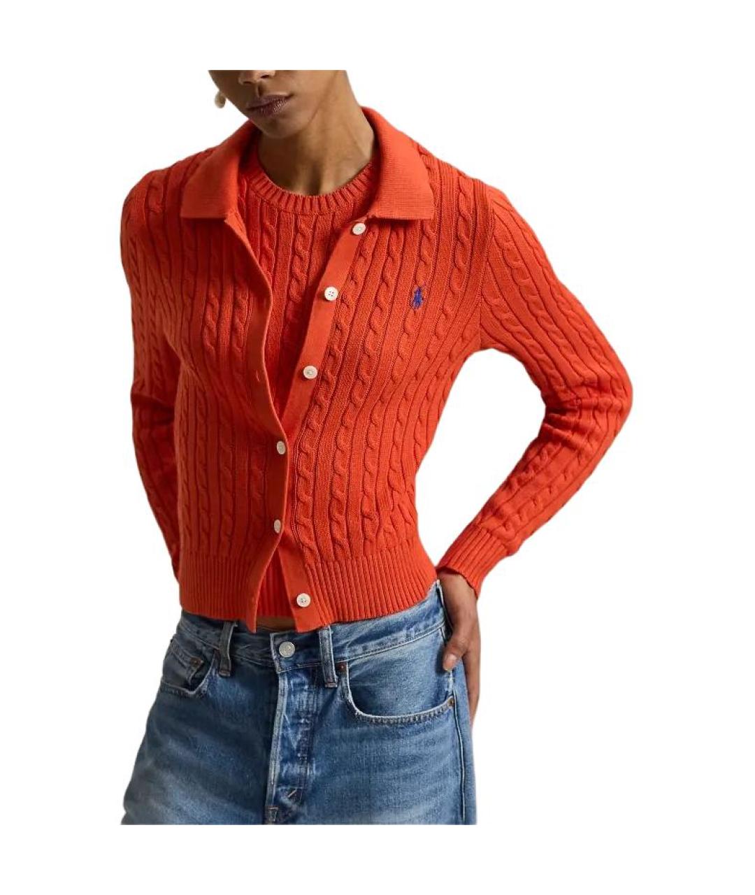 POLO RALPH LAUREN Оранжевый хлопковый кардиган, фото 2
