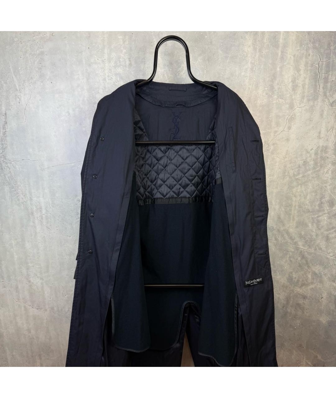 SAINT LAURENT Темно-синий тренч / плащ, фото 5