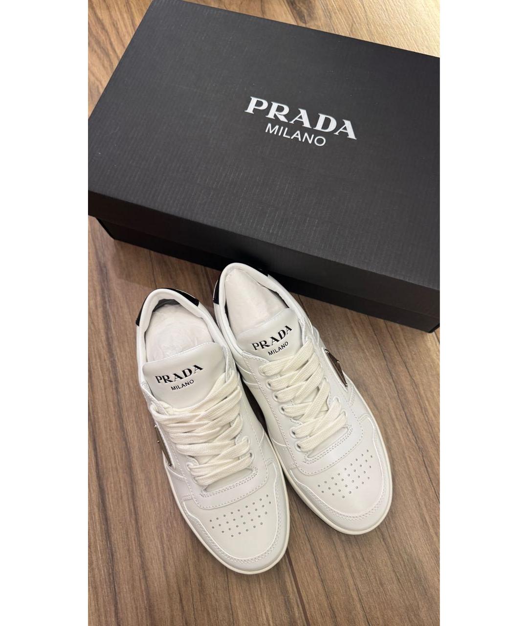 PRADA Белые кожаные кеды, фото 5