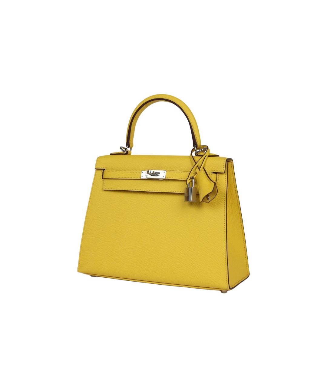 HERMES Желтая кожаная сумка тоут, фото 3