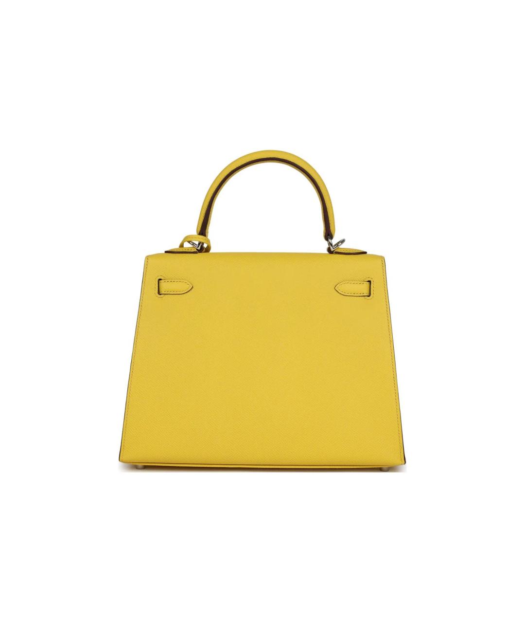 HERMES Желтая кожаная сумка тоут, фото 5