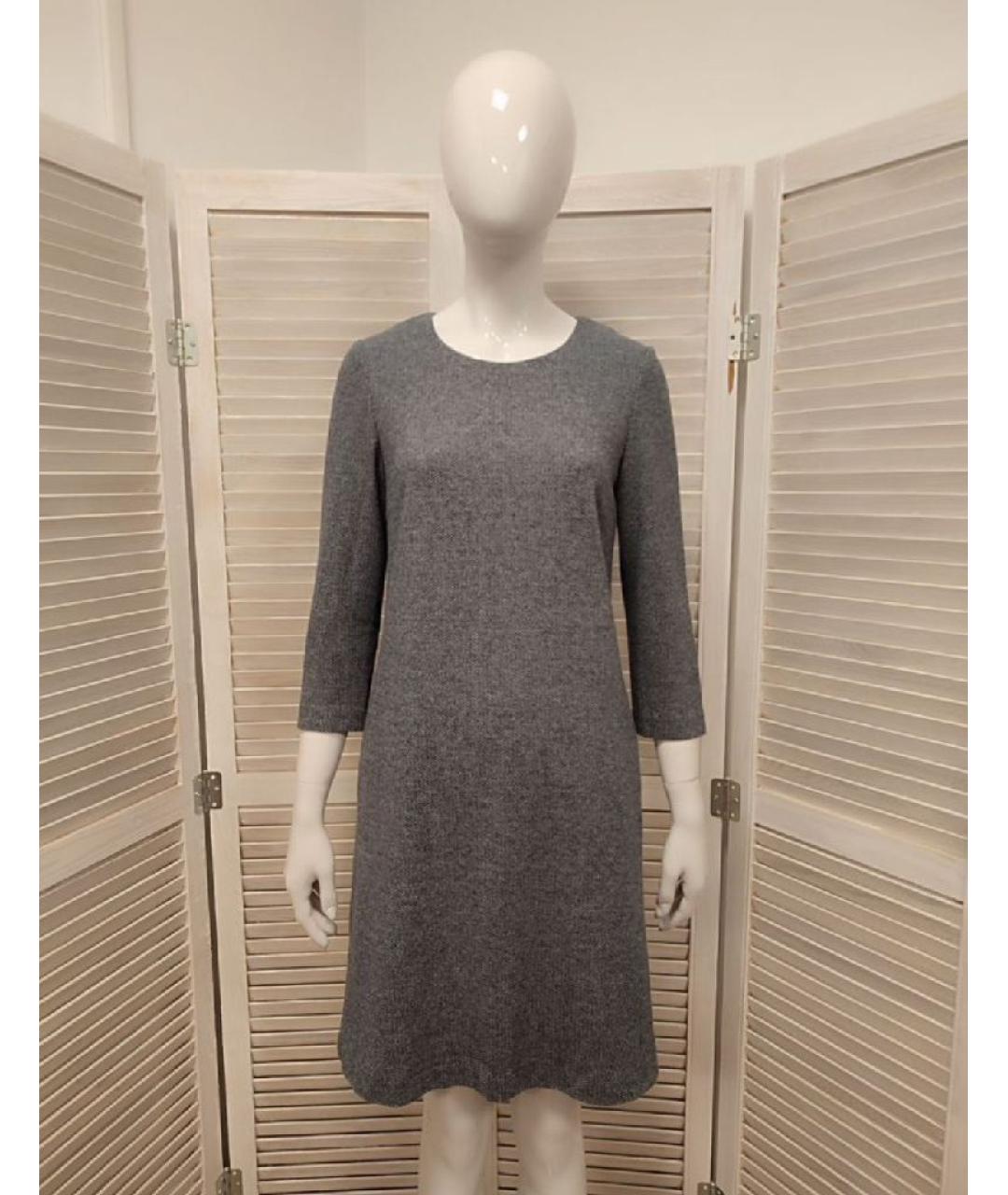 PESERICO Серое шерстяное повседневное платье, фото 10