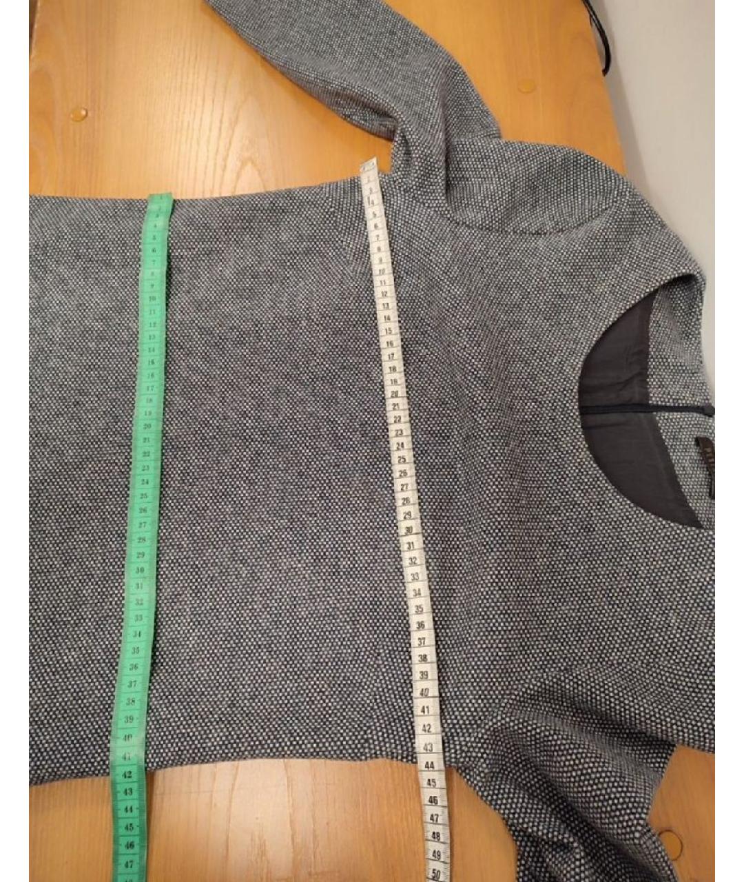 PESERICO Серое шерстяное повседневное платье, фото 6
