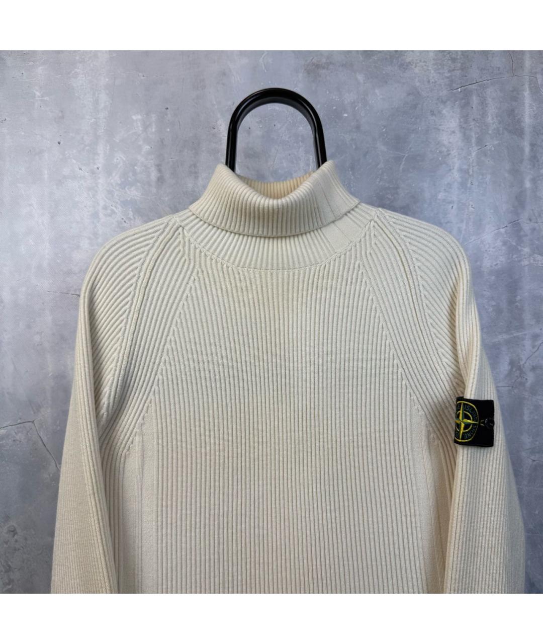 STONE ISLAND Бежевый шерстяной джемпер / свитер, фото 2