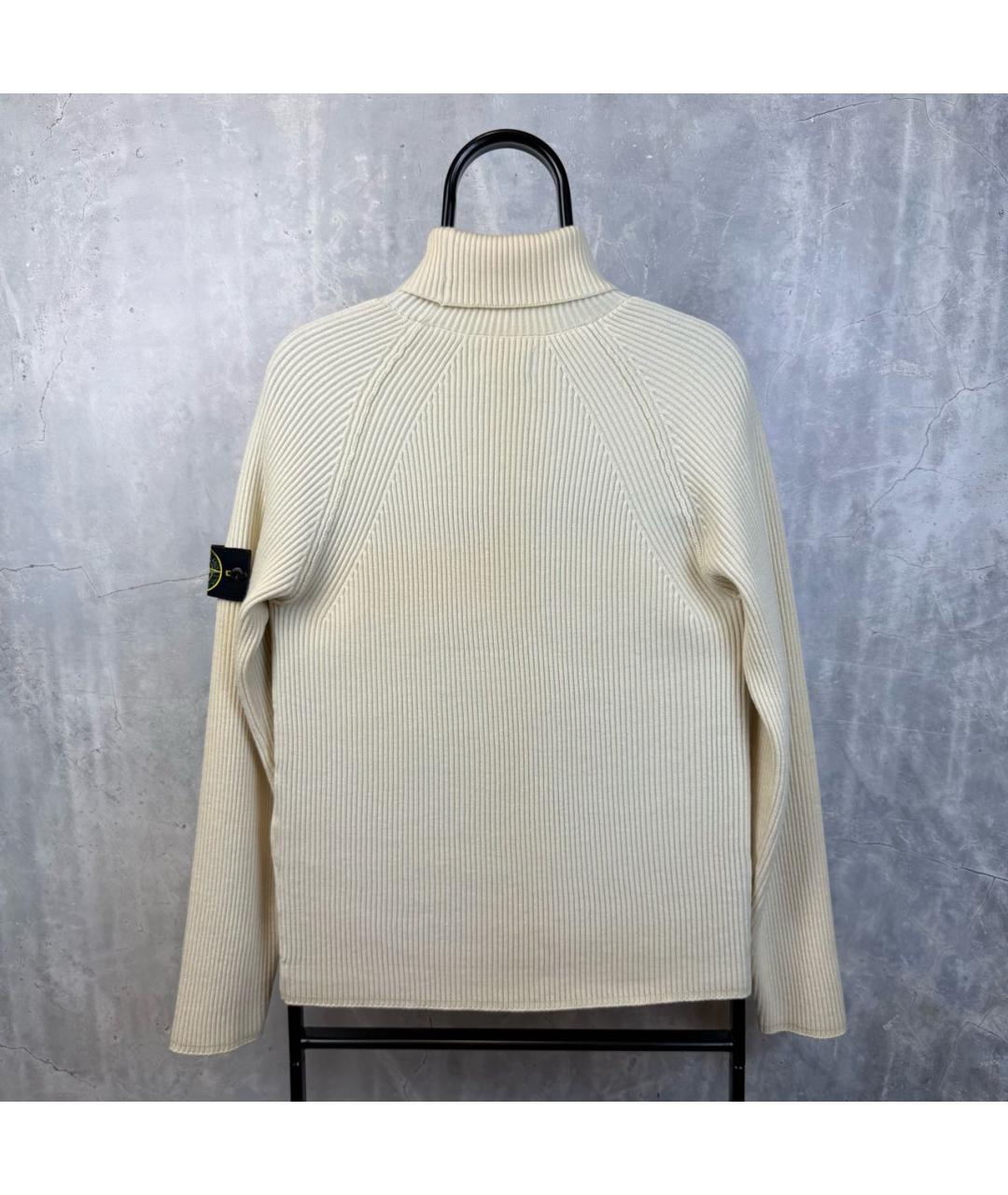 STONE ISLAND Бежевый шерстяной джемпер / свитер, фото 6