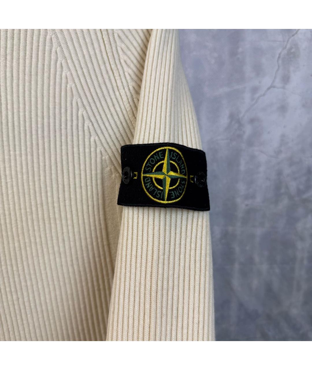 STONE ISLAND Бежевый шерстяной джемпер / свитер, фото 3