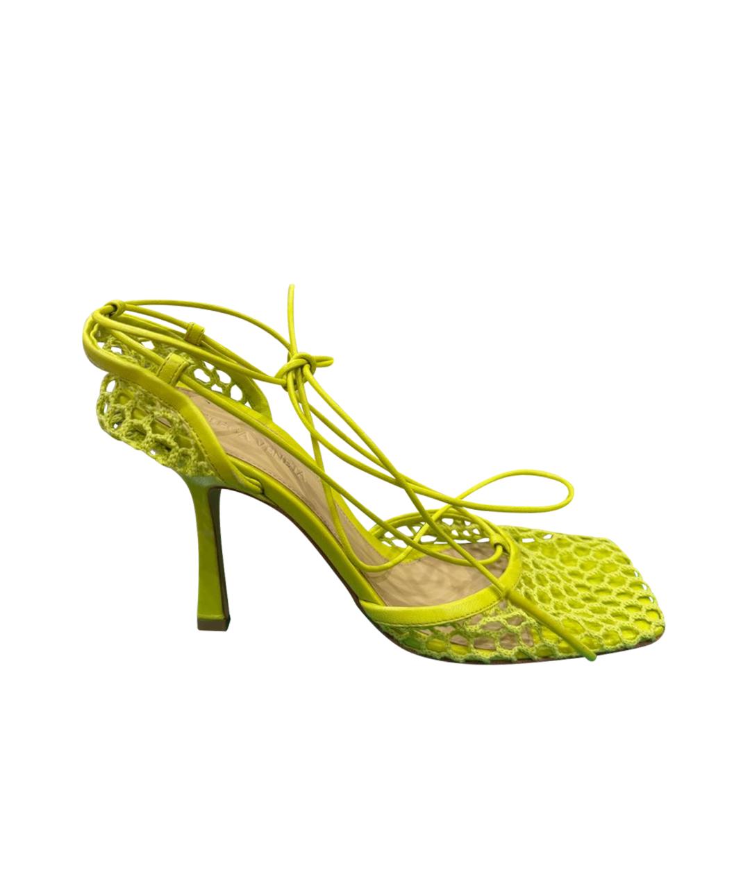 BOTTEGA VENETA Салатовые кожаные босоножки, фото 1