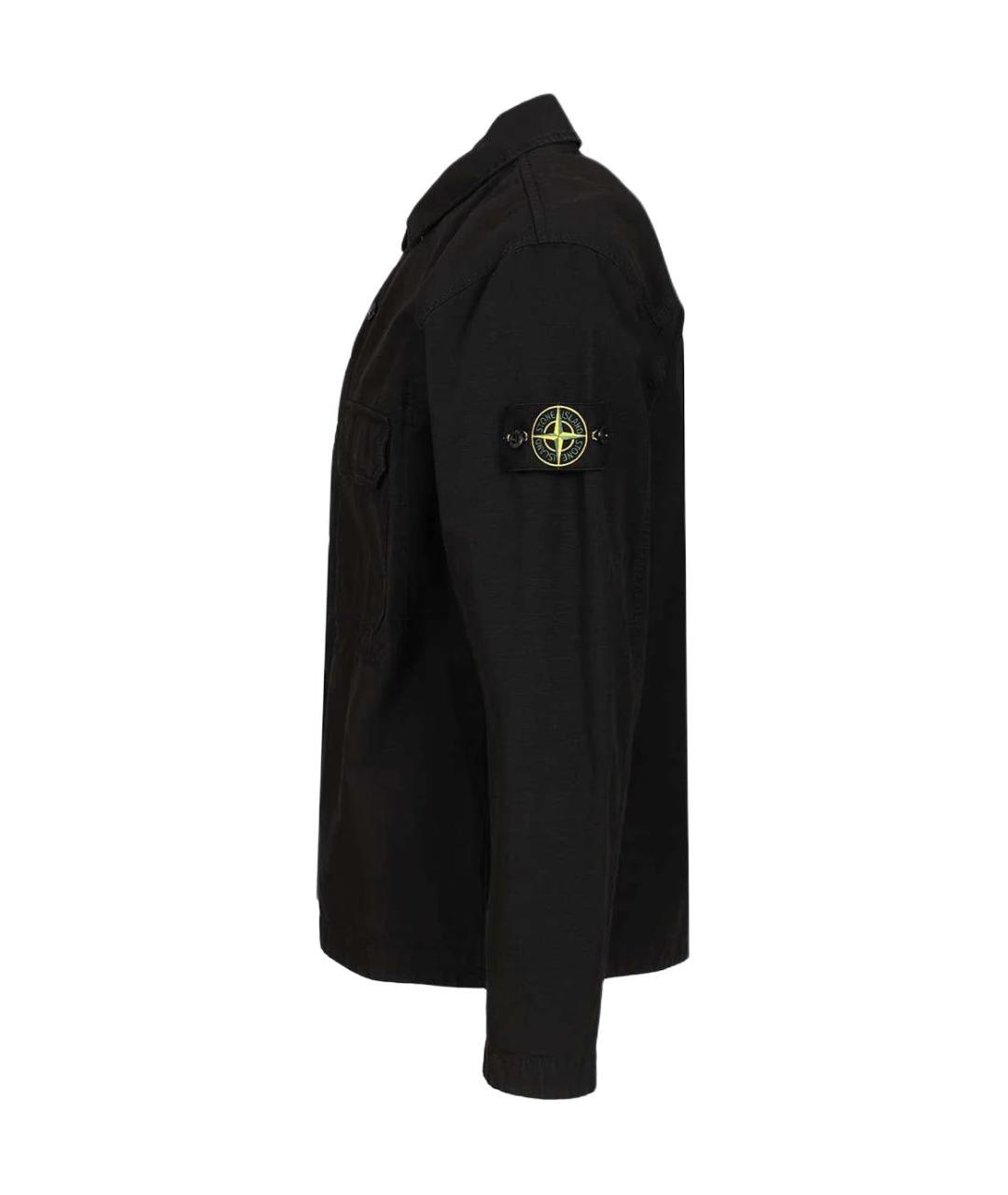 STONE ISLAND Черная хлопковая классическая рубашка, фото 3