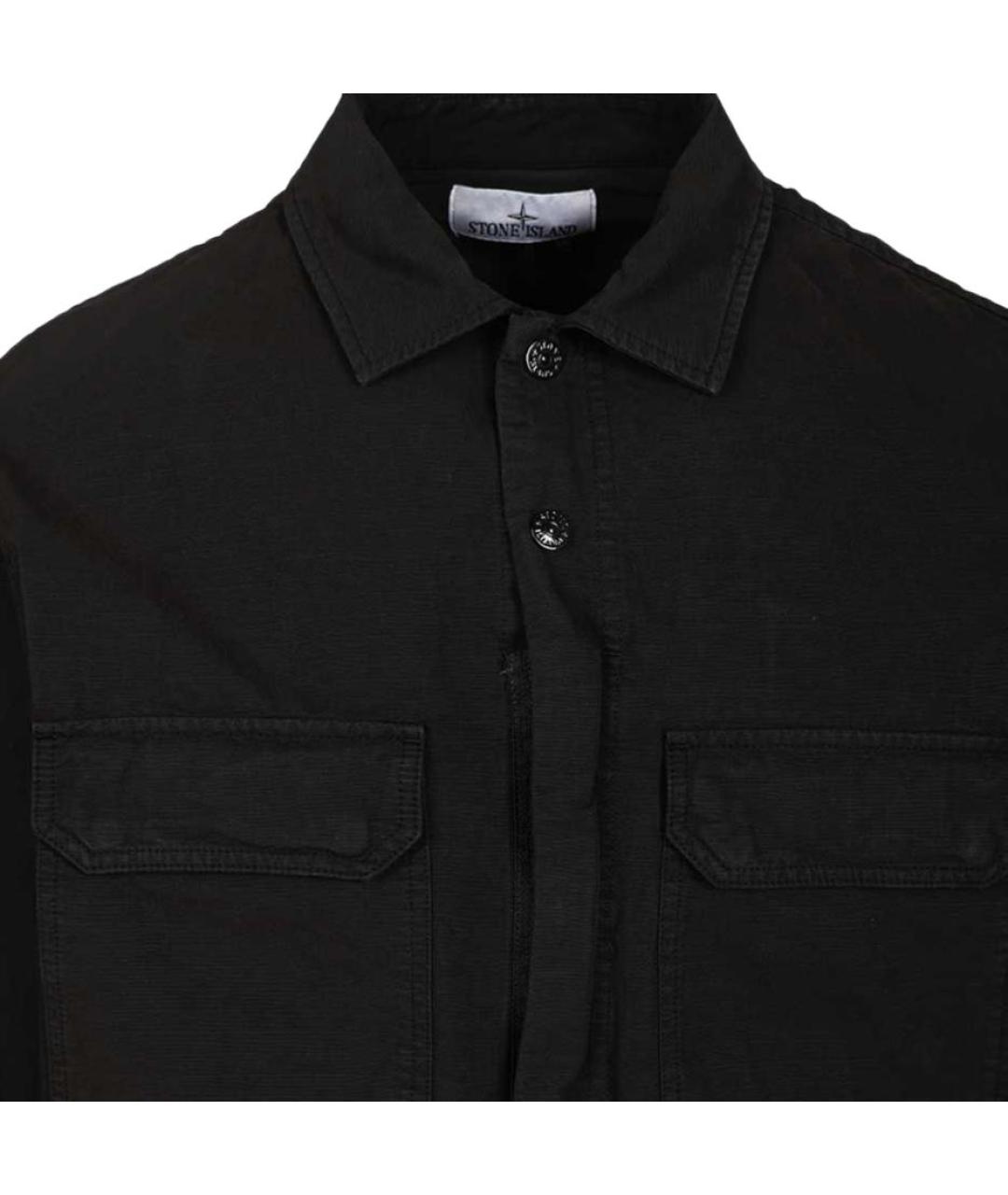STONE ISLAND Черная хлопковая классическая рубашка, фото 4
