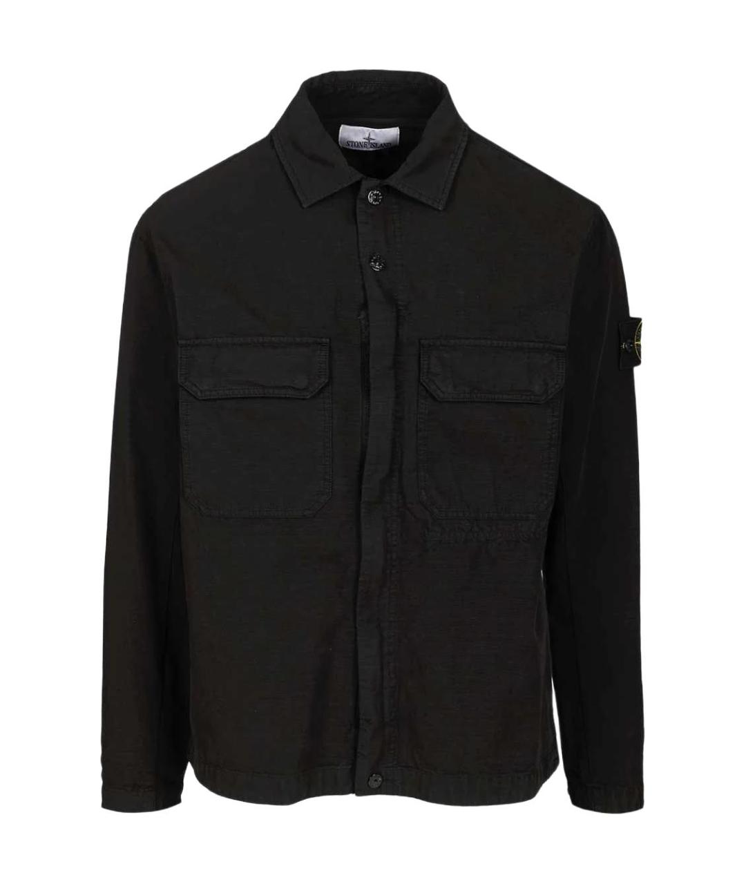 STONE ISLAND Черная хлопковая классическая рубашка, фото 1