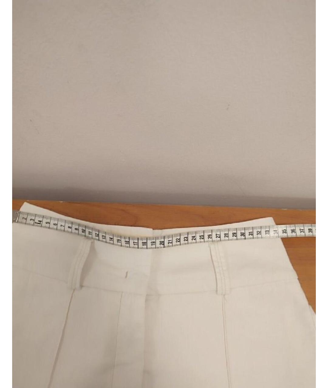 PESERICO Белые хлопко-эластановые прямые брюки, фото 6