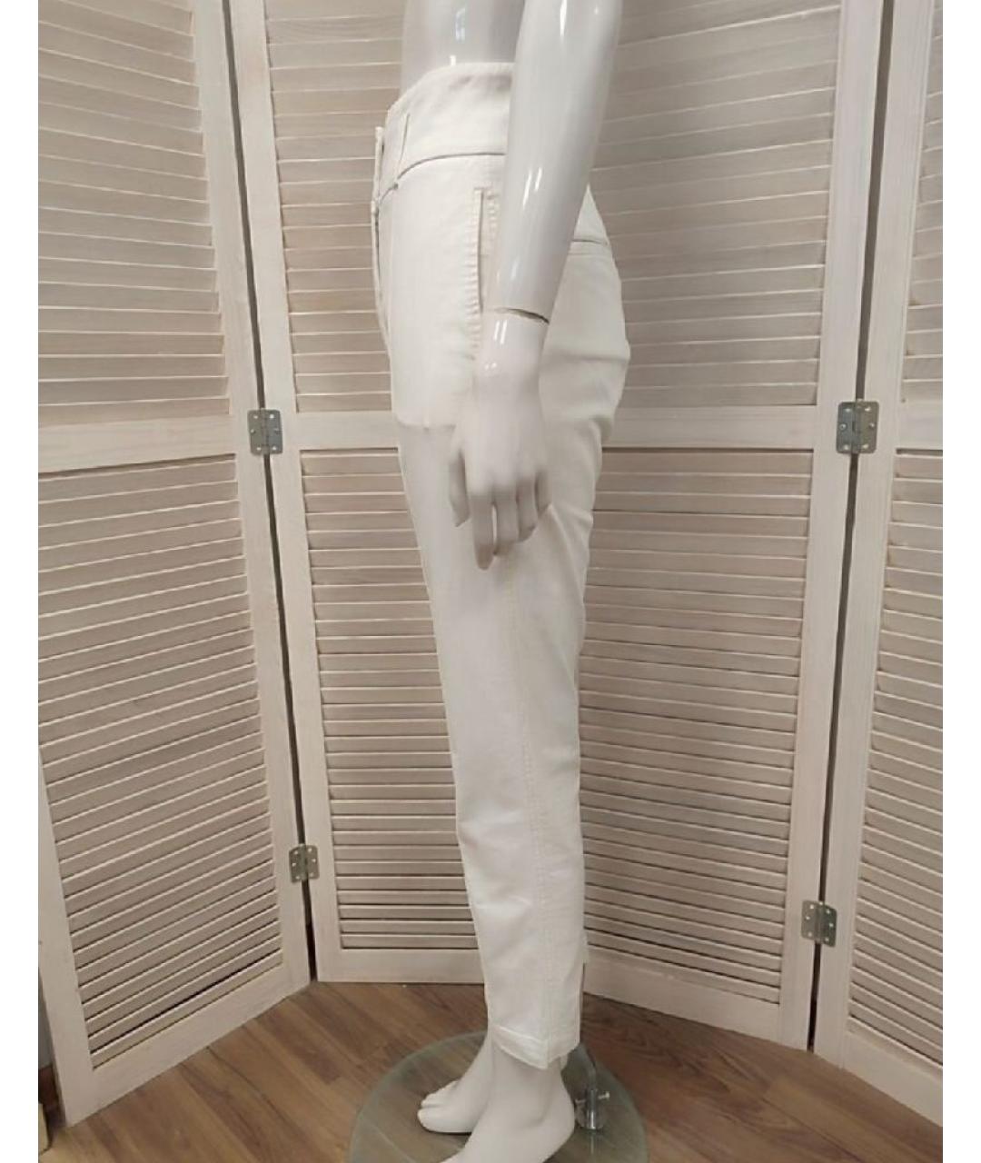 PESERICO Белые хлопко-эластановые прямые брюки, фото 4