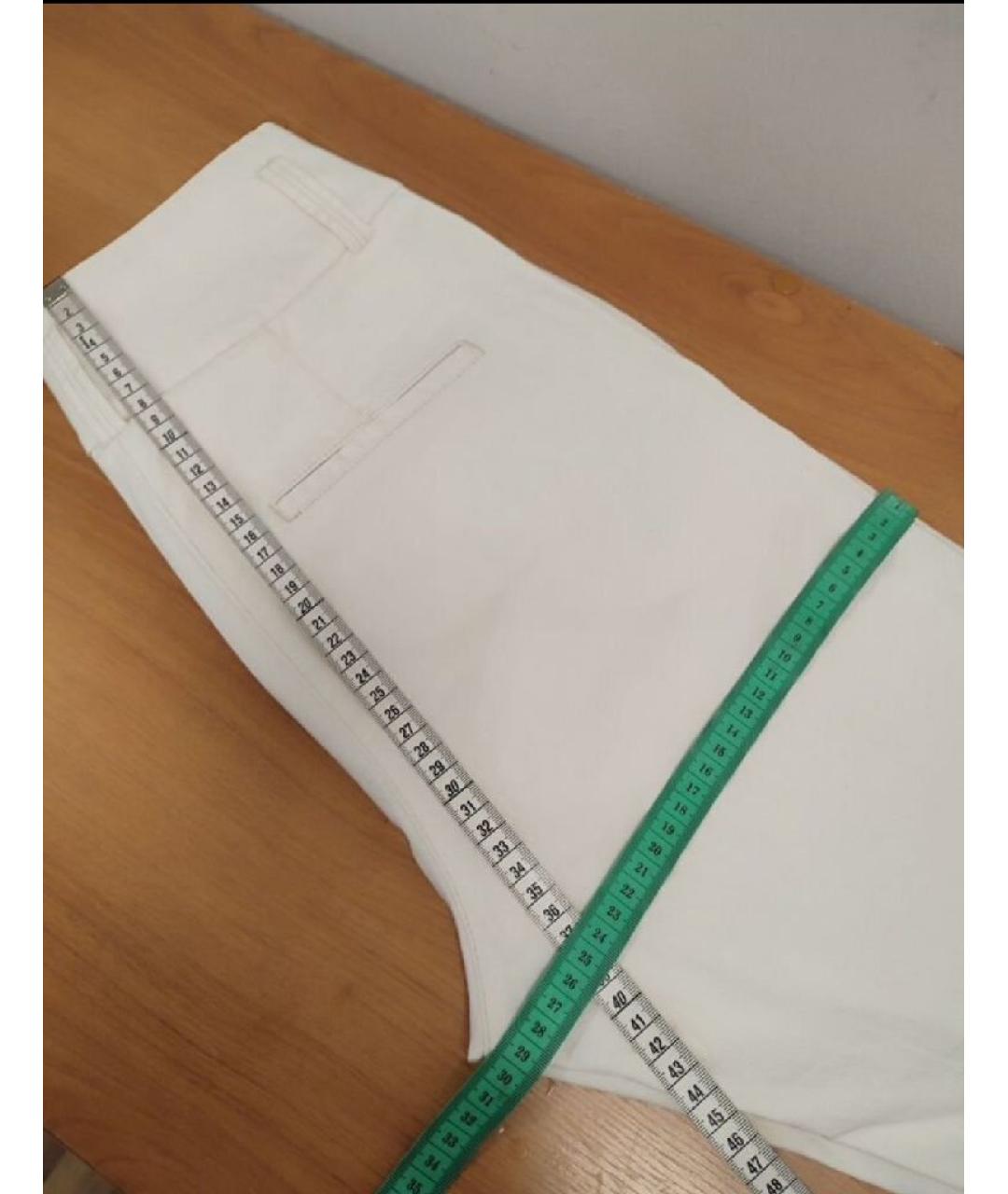 PESERICO Белые хлопко-эластановые прямые брюки, фото 7