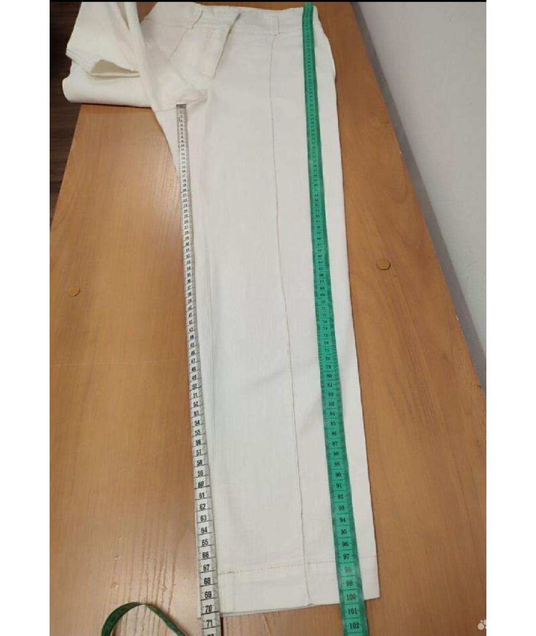 PESERICO Белые хлопко-эластановые прямые брюки, фото 8