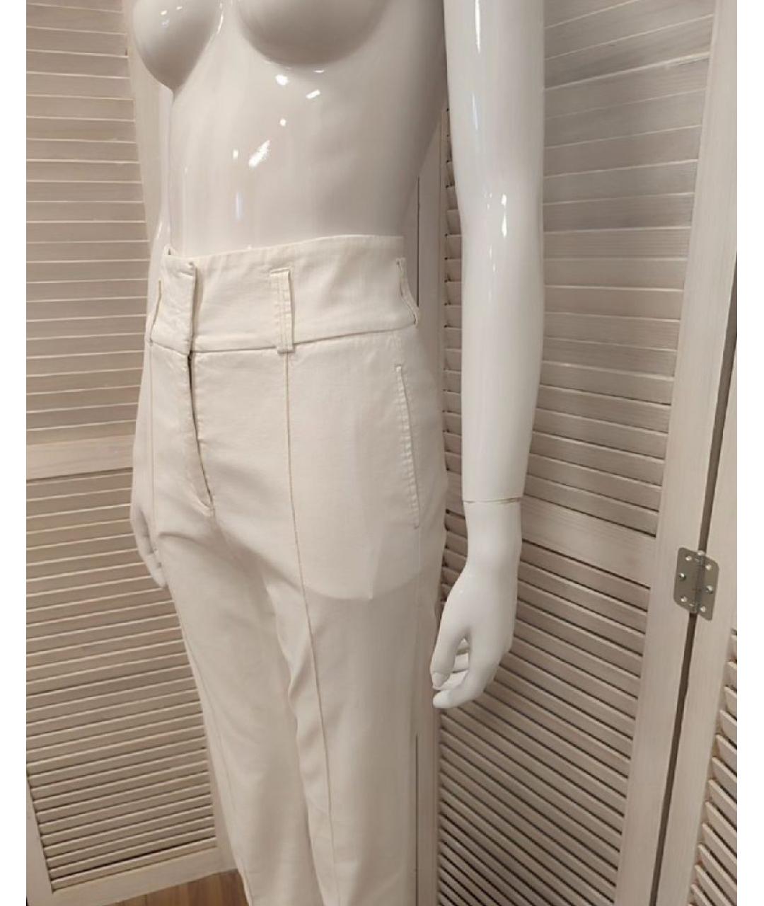 PESERICO Белые хлопко-эластановые прямые брюки, фото 5